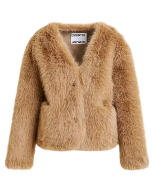 Ijacket Faux Fur Jacket in Brown by Essentiel Antwerp