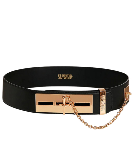 Gamme Leather Waist Belt in Black by Essentiel Antwerp