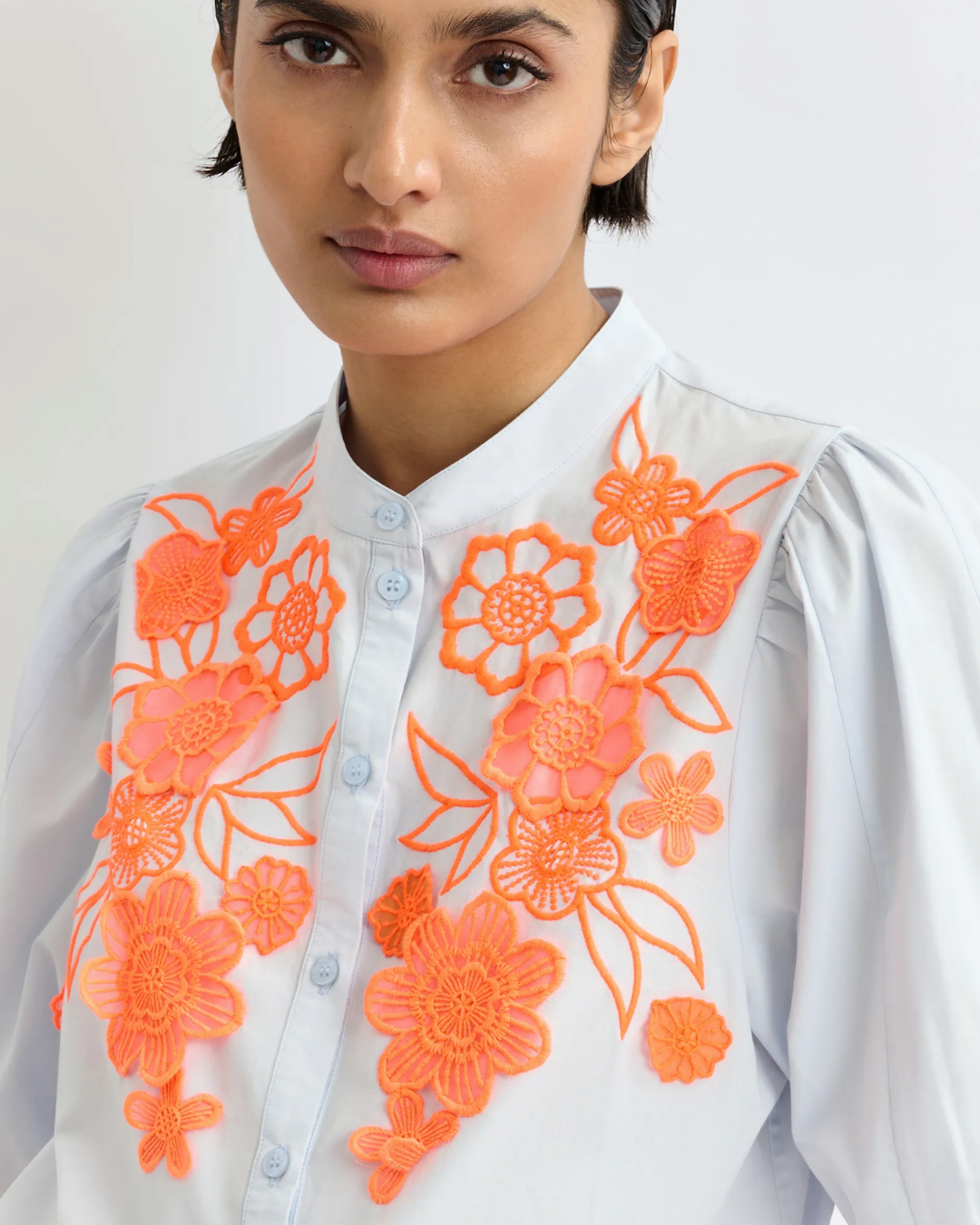 Jorja Appliqué Flower Shirt in Lake View by Essentiel Antwerp