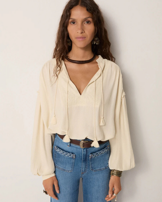 Vega Blouse in Soft Ecru by Maison Hotel
