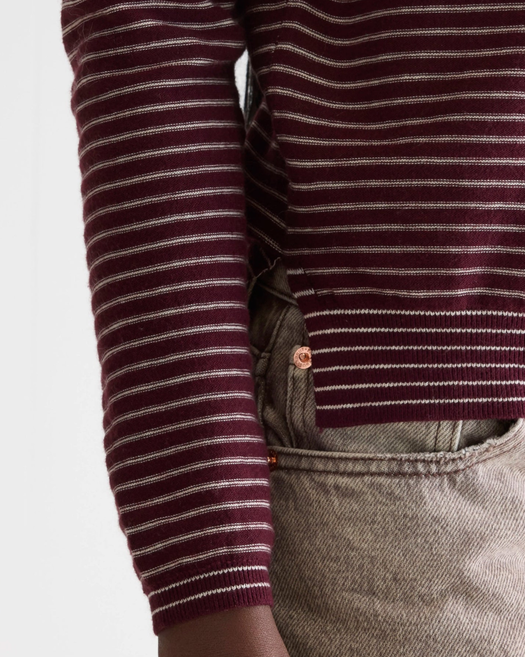 Gop Boatneck Sweater in Burgundy Stripe by Bellerose