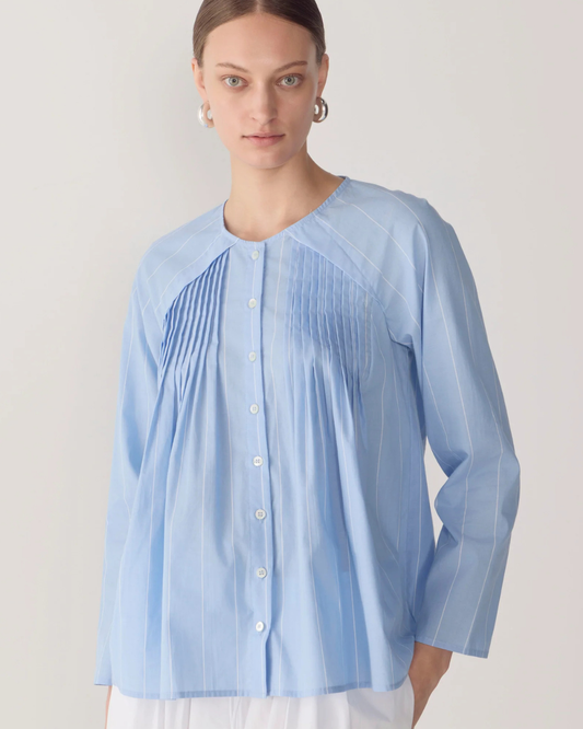 Rae Top in Chambray Wide Pinstripe by Foemina