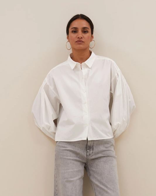 Sarah Short Blouse in White by by-bar