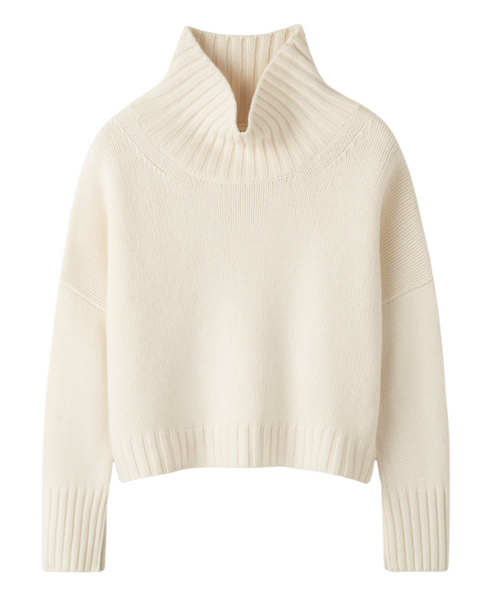 Girlfriend Cashmere Turtleneck in Feather White by SOFT GOAT
