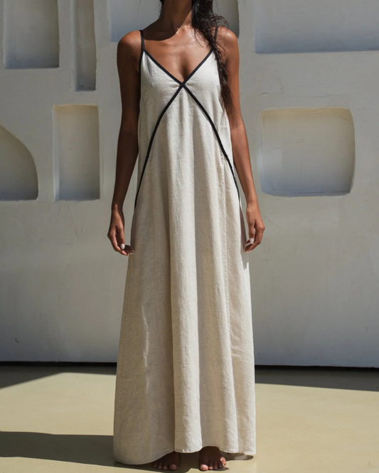 Azalea Linen Dress in Oatmeal by Lilly Pilly