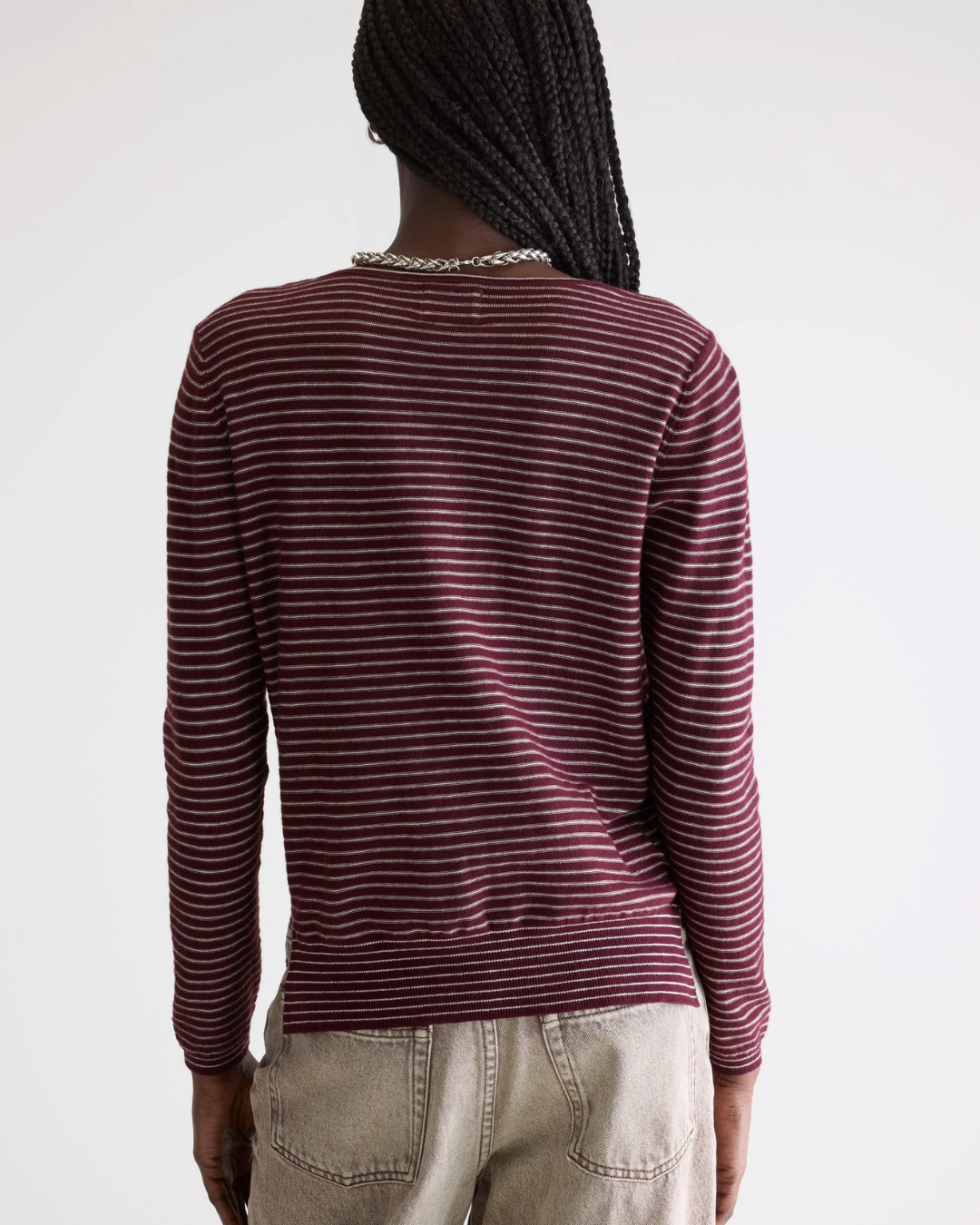 Gop Boatneck Sweater in Burgundy Stripe by Bellerose