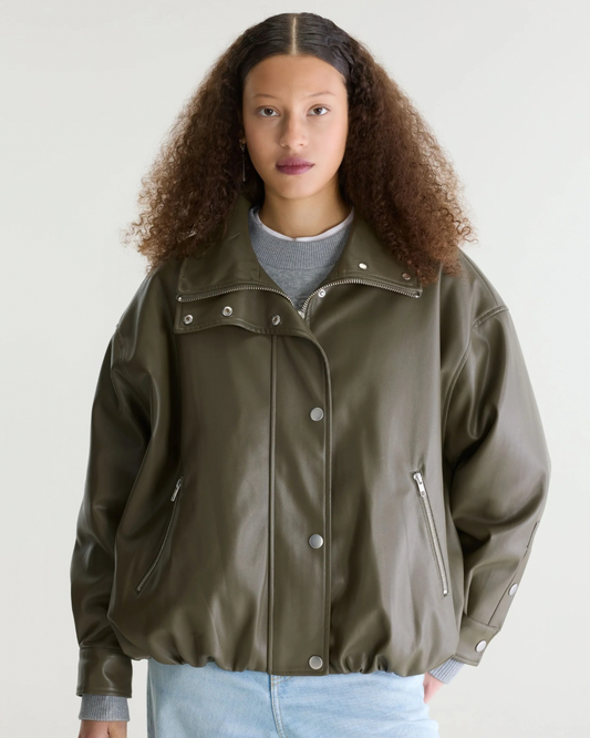 Jellis Faux Leather Jacket in Dusty Olive by Bellerose