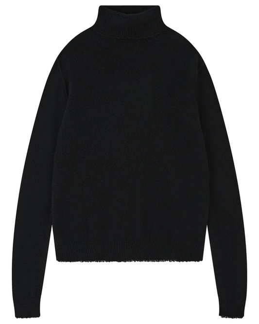 Cashmere Distressed Roll Collar in Black by Jumper 1234