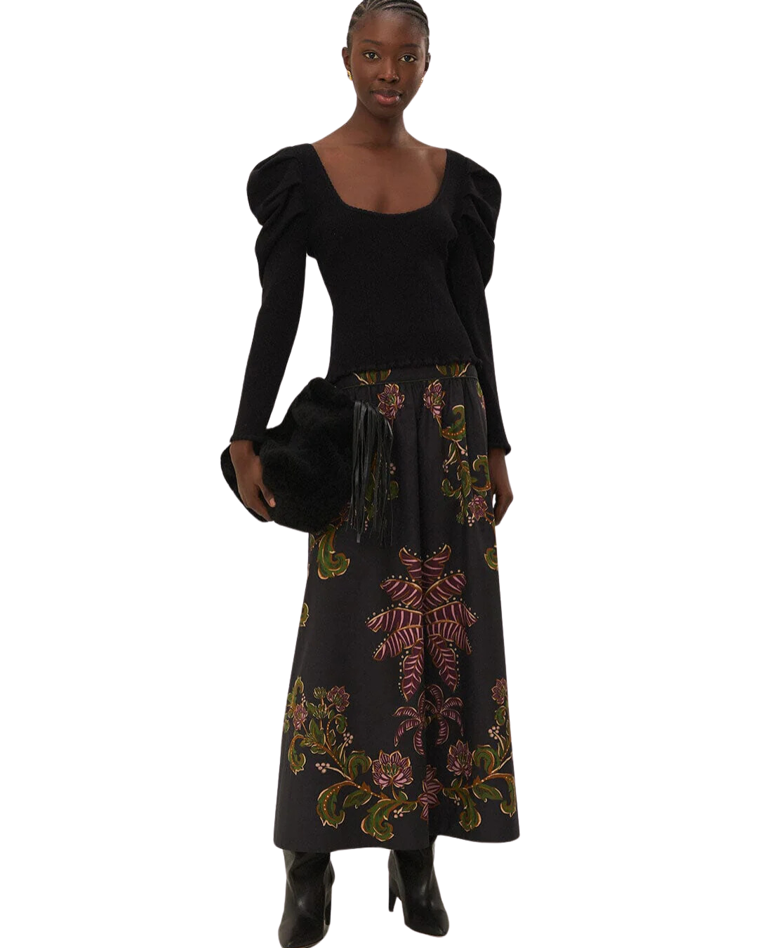 Black Ravenala Midi Skirt by FARM Rio