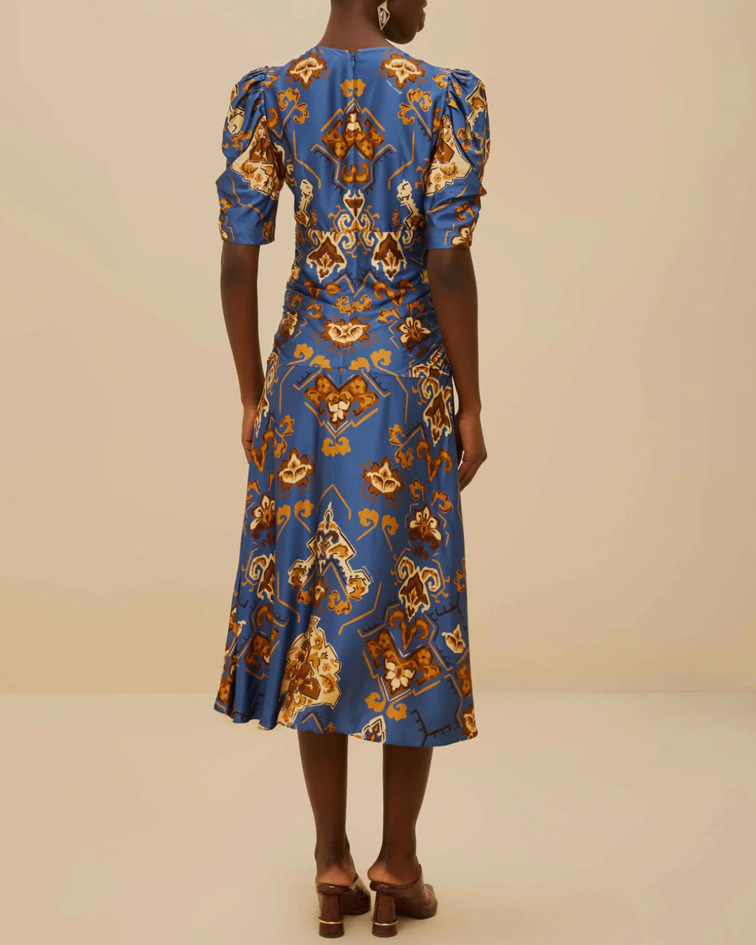 Blue Ornament Floral Midi Dress by Farm Rio