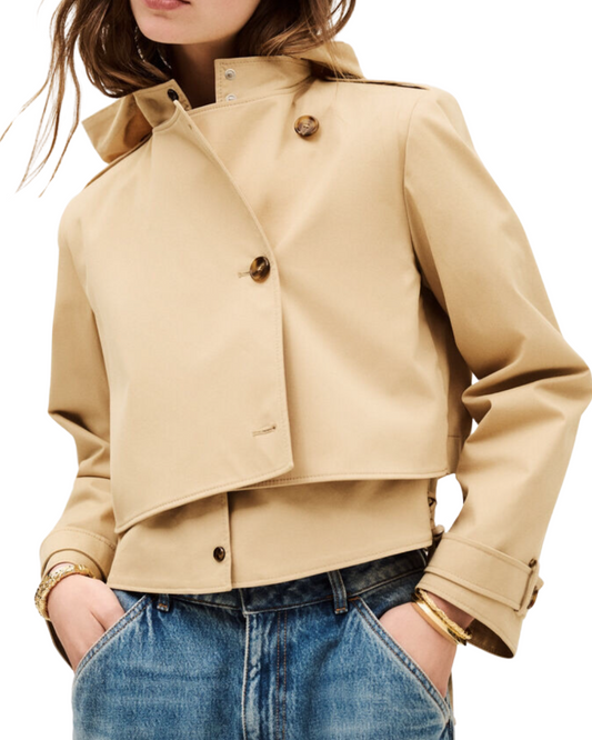 Thym Cropped Trench Jacket in Beige by BA&SH