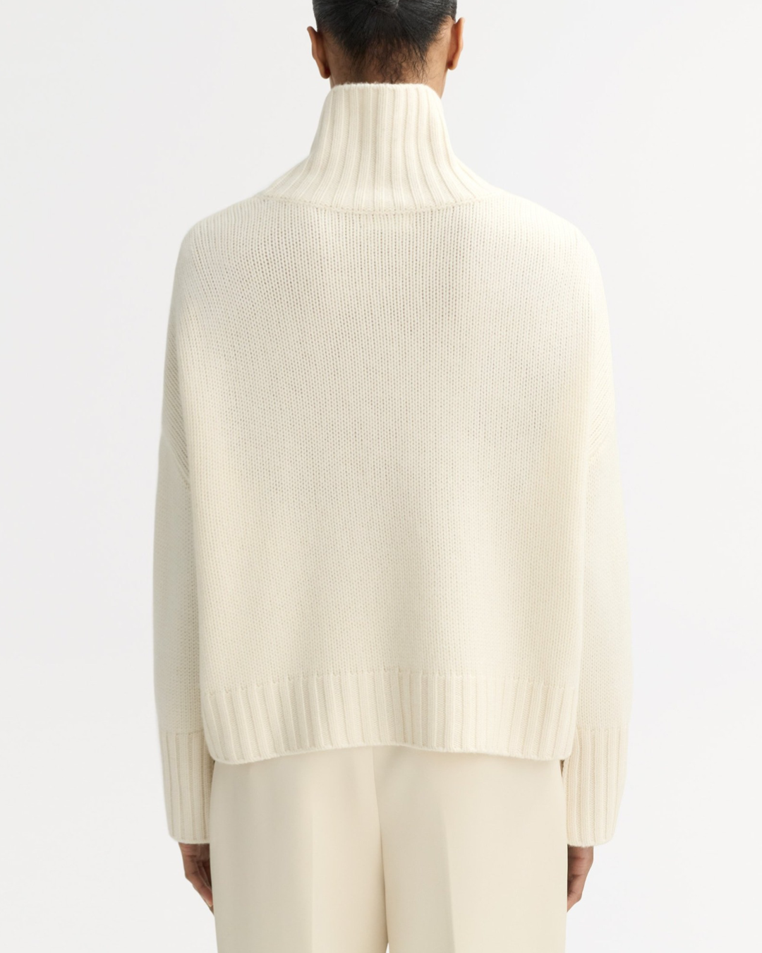 Girlfriend Cashmere Turtleneck in Feather White by SOFT GOAT