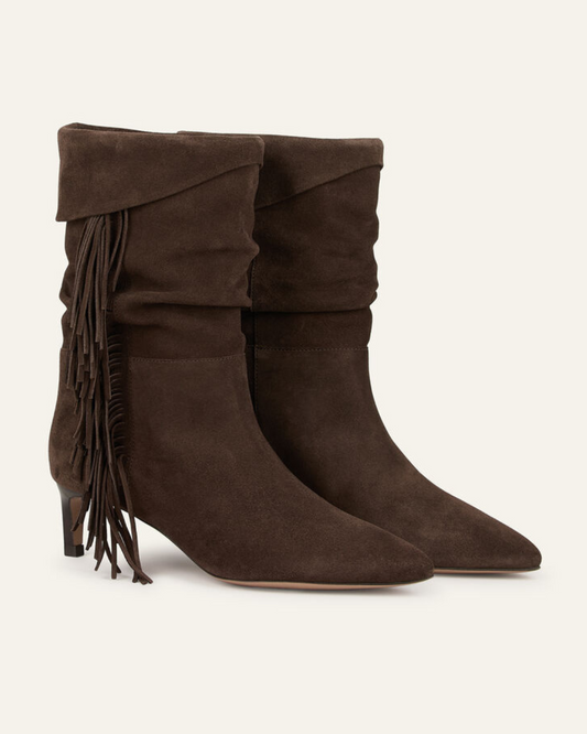 Bottines Cardi Boots in Choco Suede by BA&SH