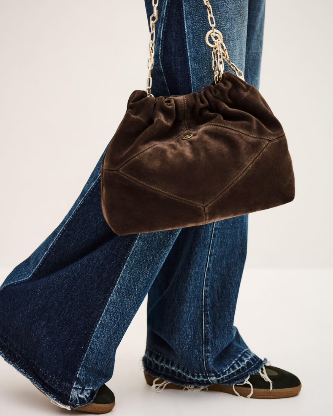 Suede Mini June Tote in Chocolate by BA&SH