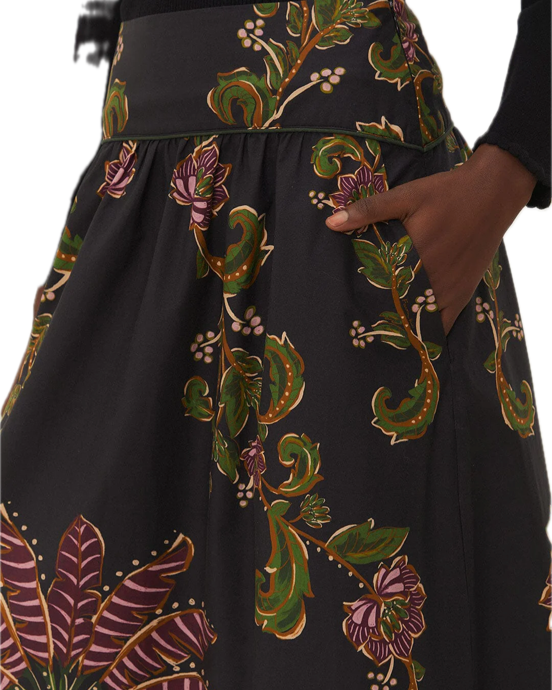 Black Ravenala Midi Skirt by FARM Rio