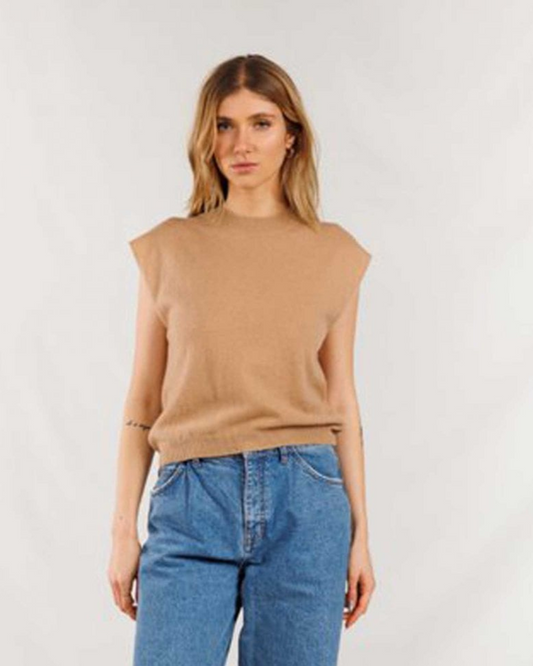 Lucca Crew Neck Tank in Camel by Colorush