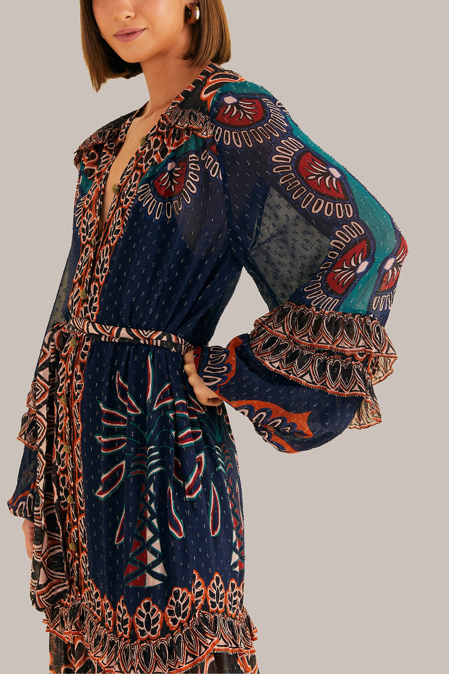 Orange Ainika Tapestry Slit Maxi Dress by Farm Rio