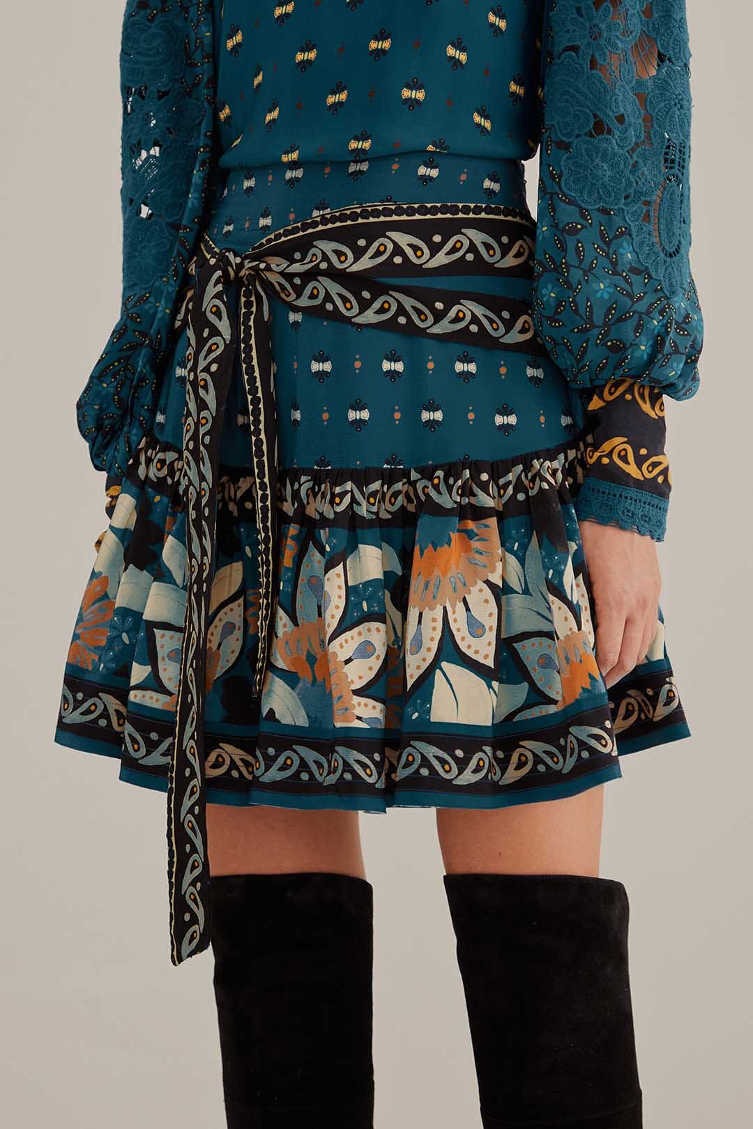 Ainika Chili Blue Mini Skirt by FARM Rio
