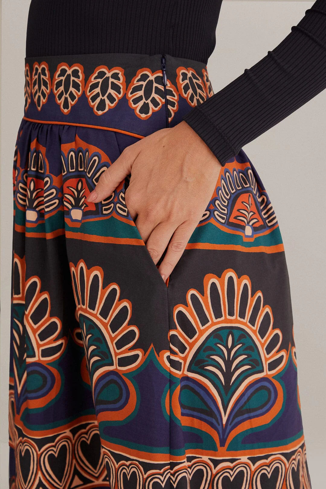 Orange Ainika Tapestry Midi Skirt by Farm Rio