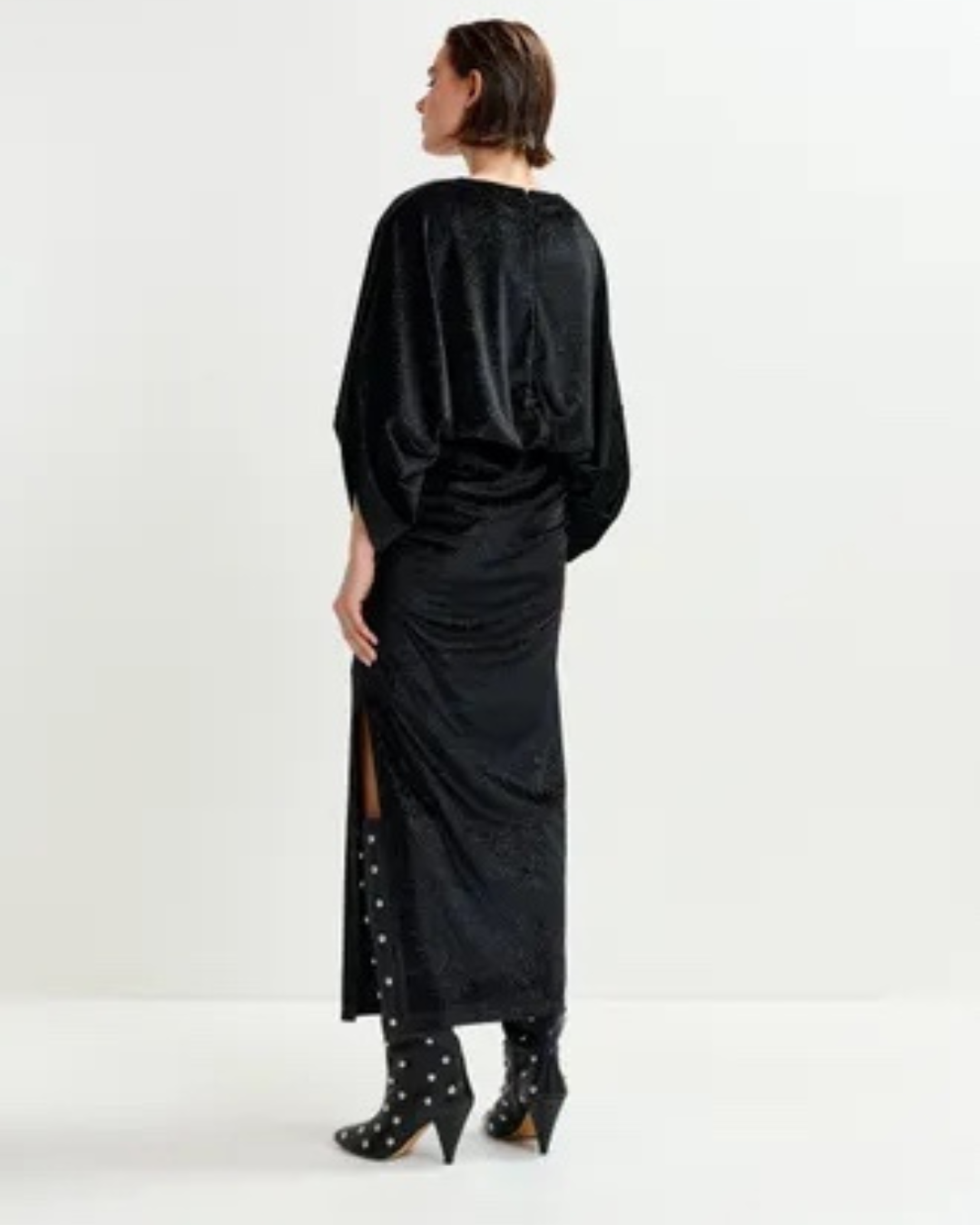 Ividence Velvet Jersey Dress in Black by Essentiel Antwerp