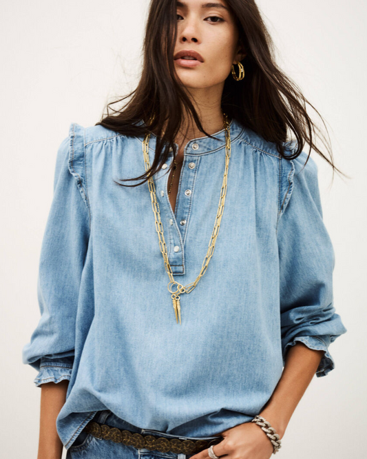 Lio Blouse in Light Used Blue by BA&SH