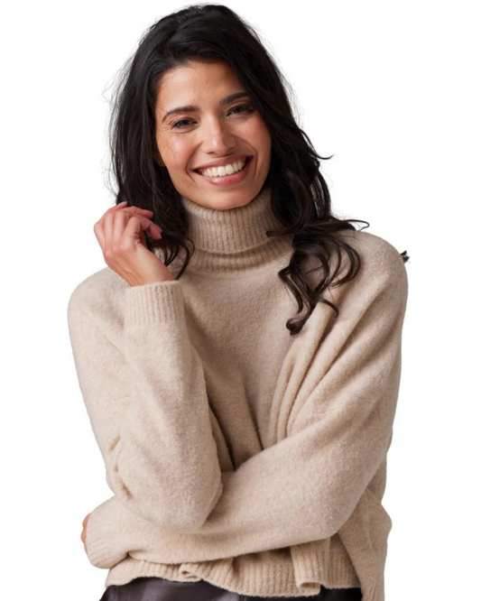 Zeta Paso Roll Neck Sweater in Creamy by Colorush