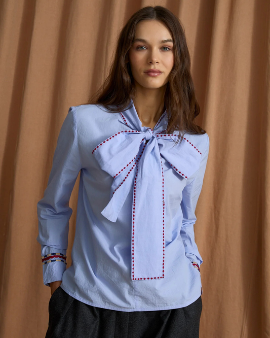 Luciana Poplin Blouse in Blue by SOPHIE + LUCIE