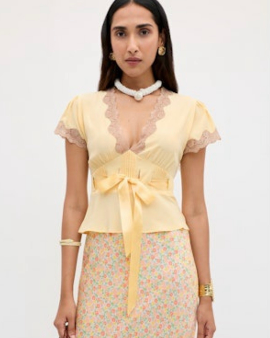 Daniela Top in Butter Yellow by RIXO