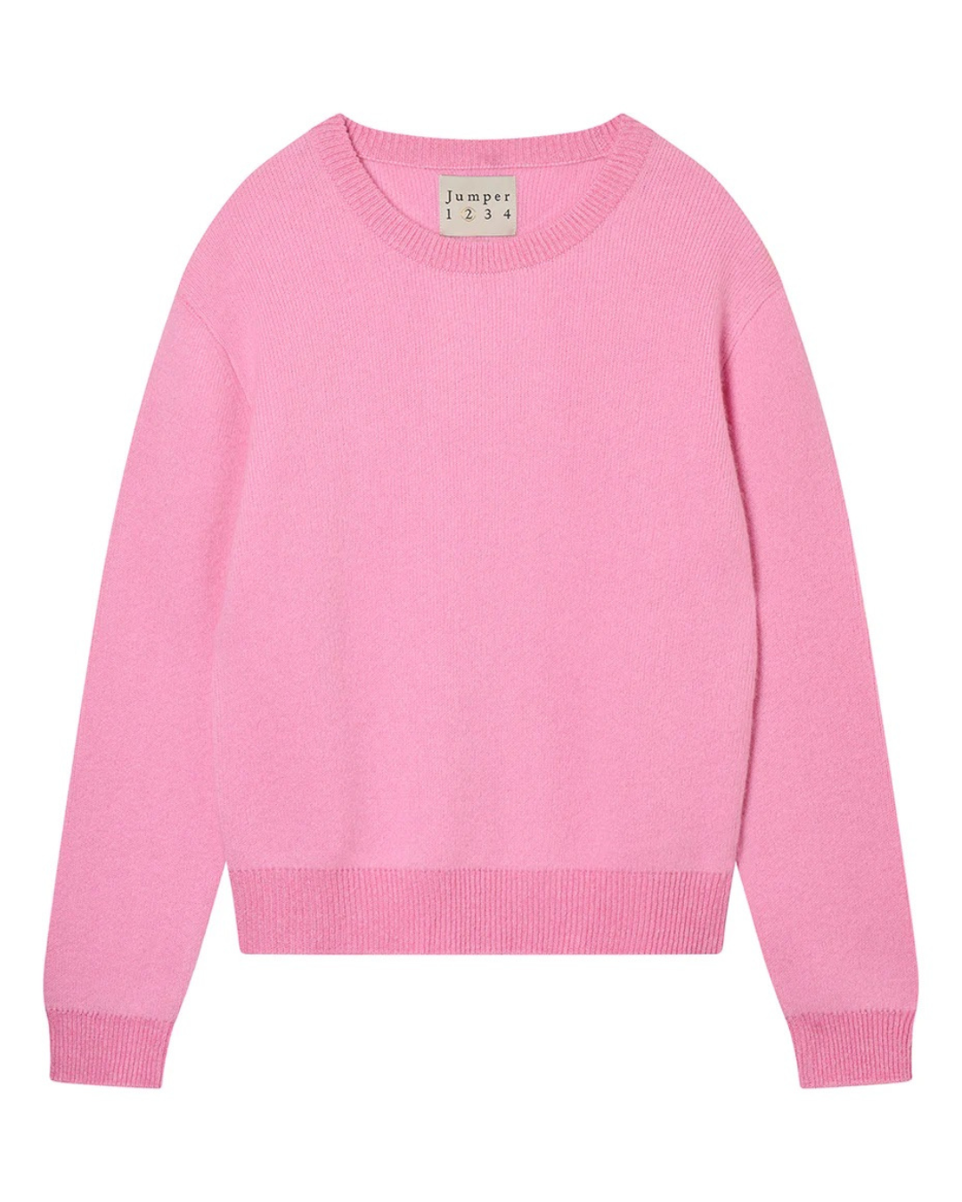 Cashmere Wool Contrast Lurex Rib Crew in Rosebud by Jumper 1234