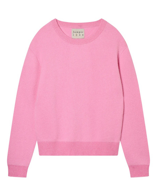 Cashmere Wool Contrast Lurex Rib Crew in Rosebud by Jumper 1234