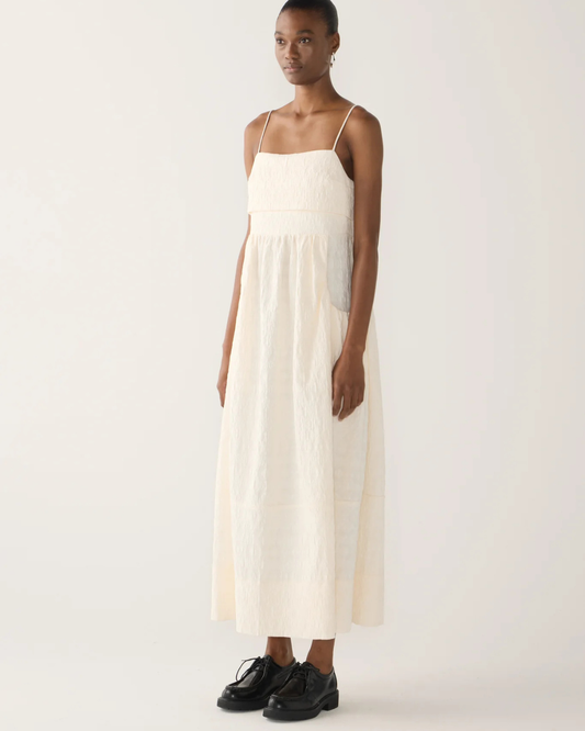 Nicole Dress in Off White Jacquard by Foemina