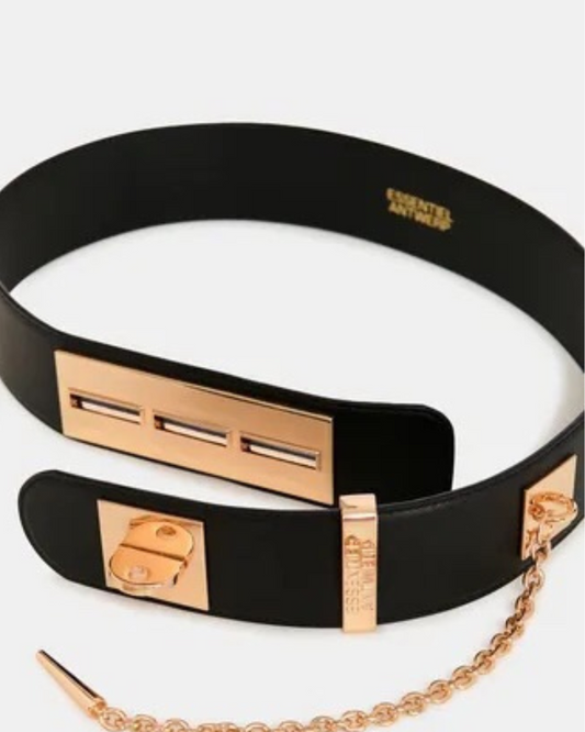 Gamme Leather Waist Belt in Black by Essentiel Antwerp