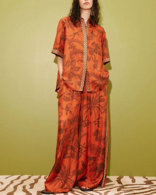 Monkey Dance Silk Palazzo Pant by Alemais