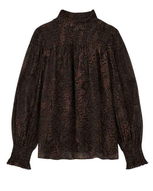 Shamy High Neck Blouse in Marron by BA&SH