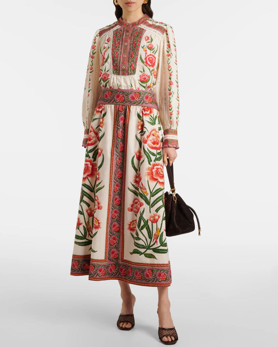 Ainika Delicate Off-White Printed Midi Skirt by FARM Rio