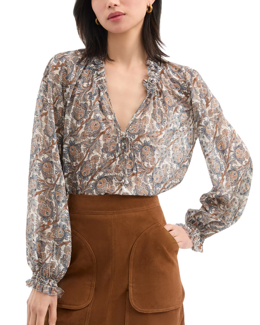 Hickory Silk Blouse in Dove by Veronica Beard