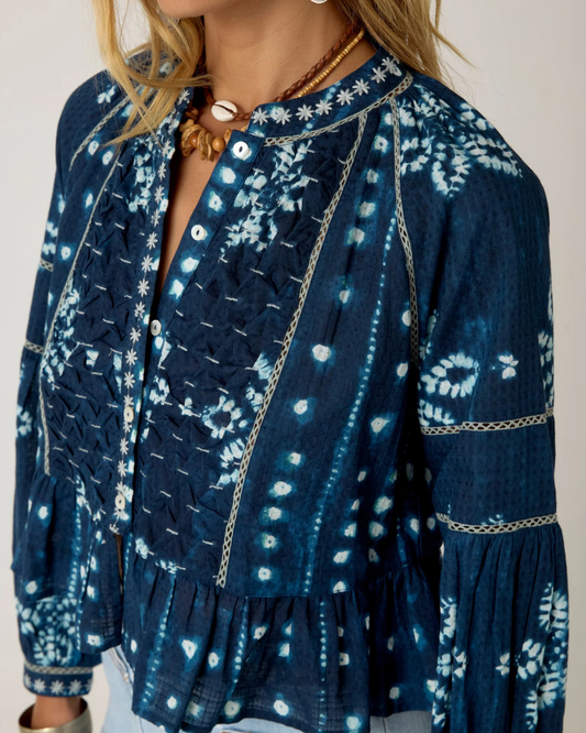 Sora Blouse in Ocean Ink by Maison Hotel