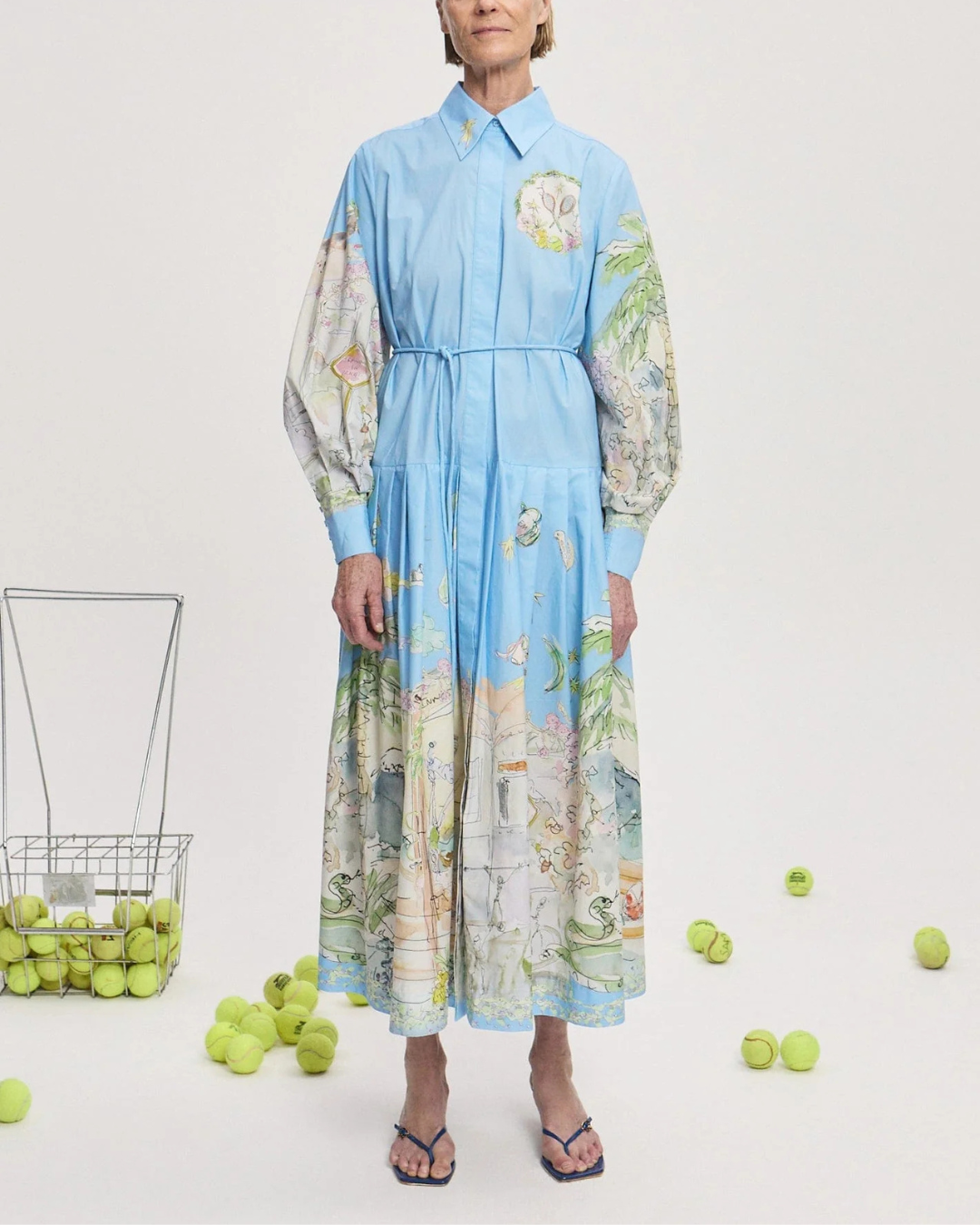 Anouk Shirtdress in Sky Blue by Alemais