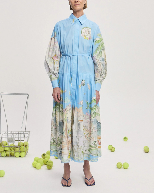 Anouk Shirtdress in Sky Blue by Alemais