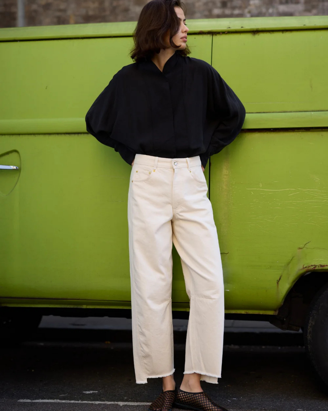 Blake Barrel Jeans in Ecru by AKYN