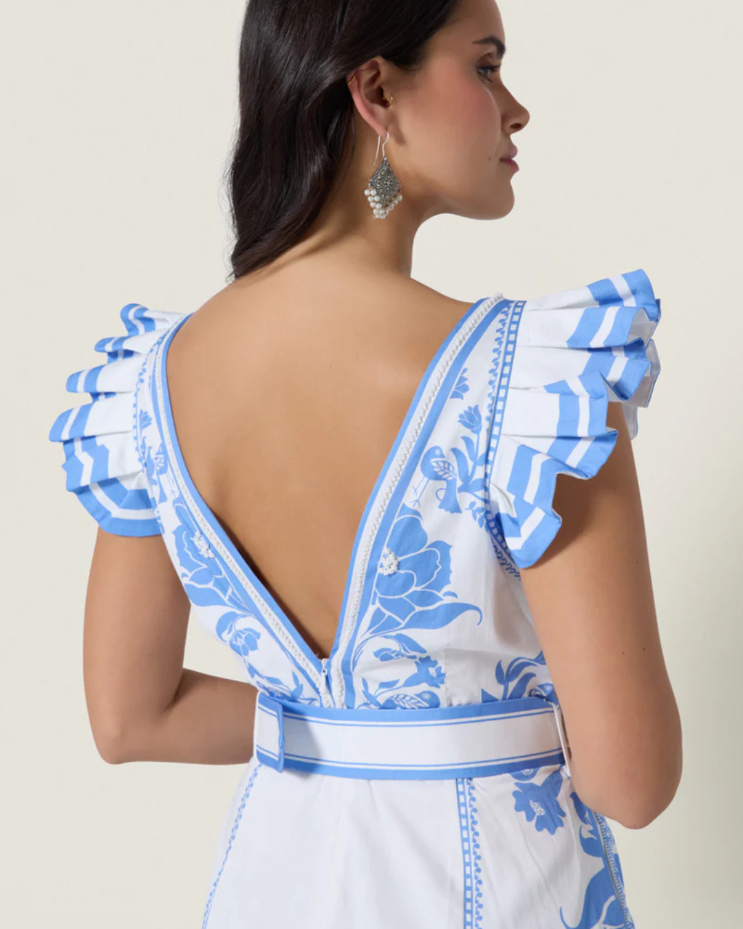 Valmira Dress in White & Blue by Scarlett Poppies