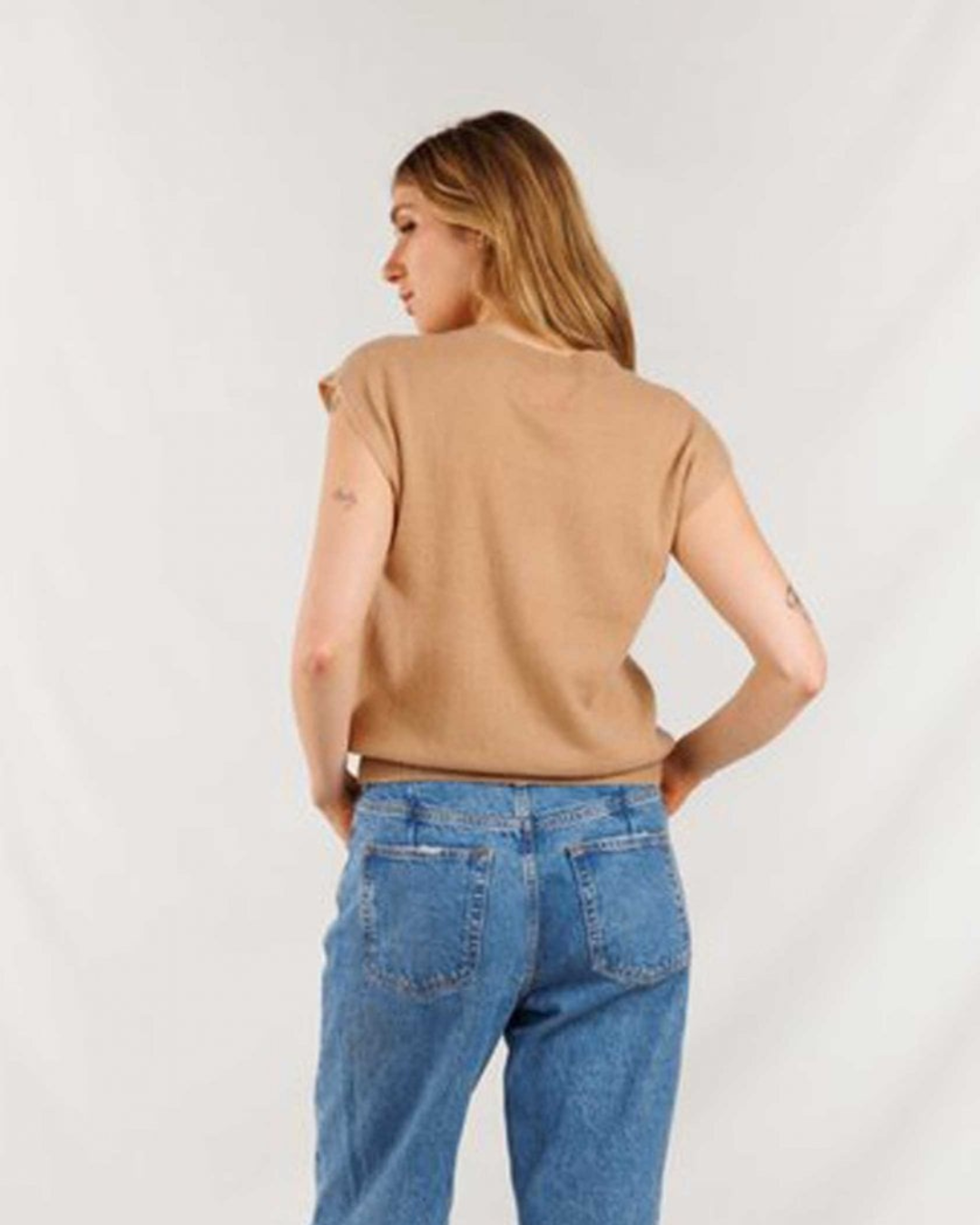 Lucca Crew Neck Tank in Camel by Colorush