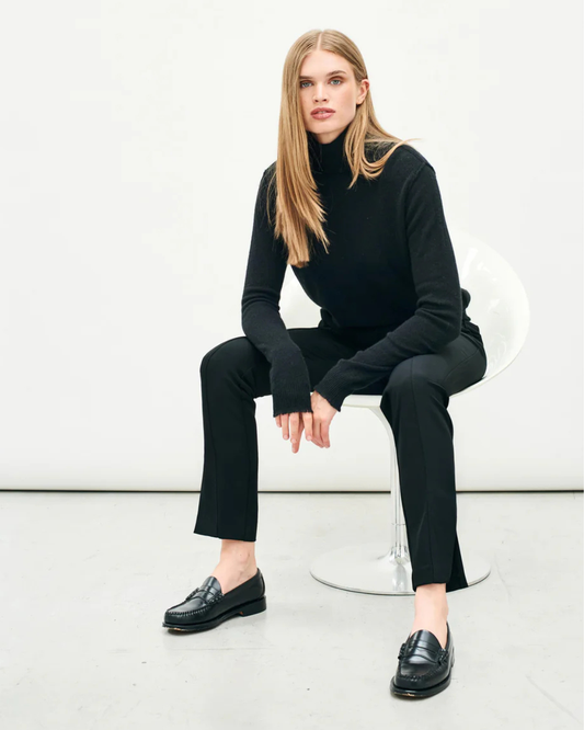 Cashmere Distressed Roll Collar in Black by Jumper 1234