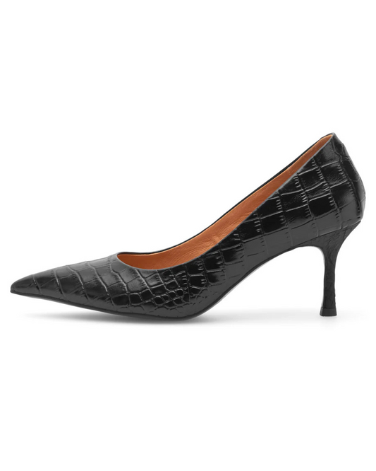 Laura Croco Heels in Black by WODEN