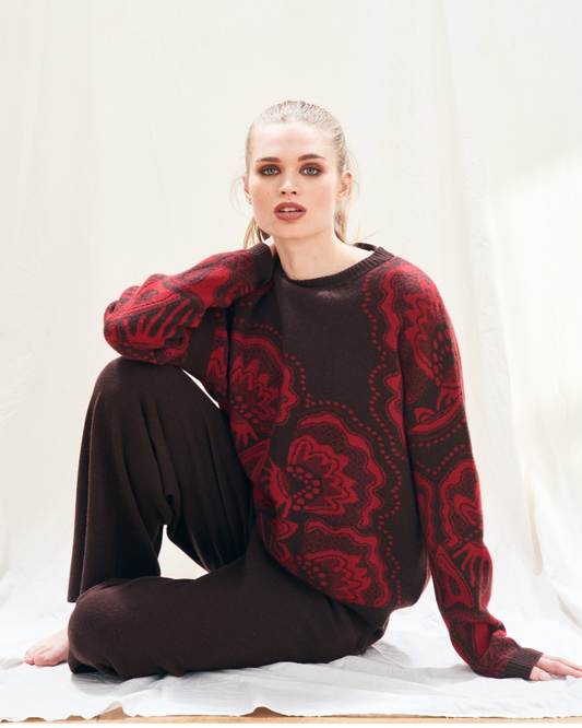 Doily Crew Jumper in Hickory Claret by Jumper 1234