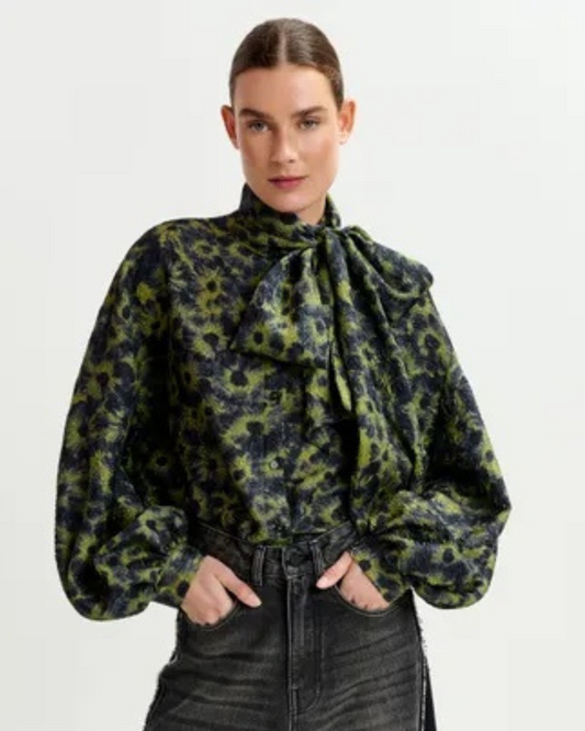 Illicium Pussy Bow Blouse in Brat by Essentiel Antwerp