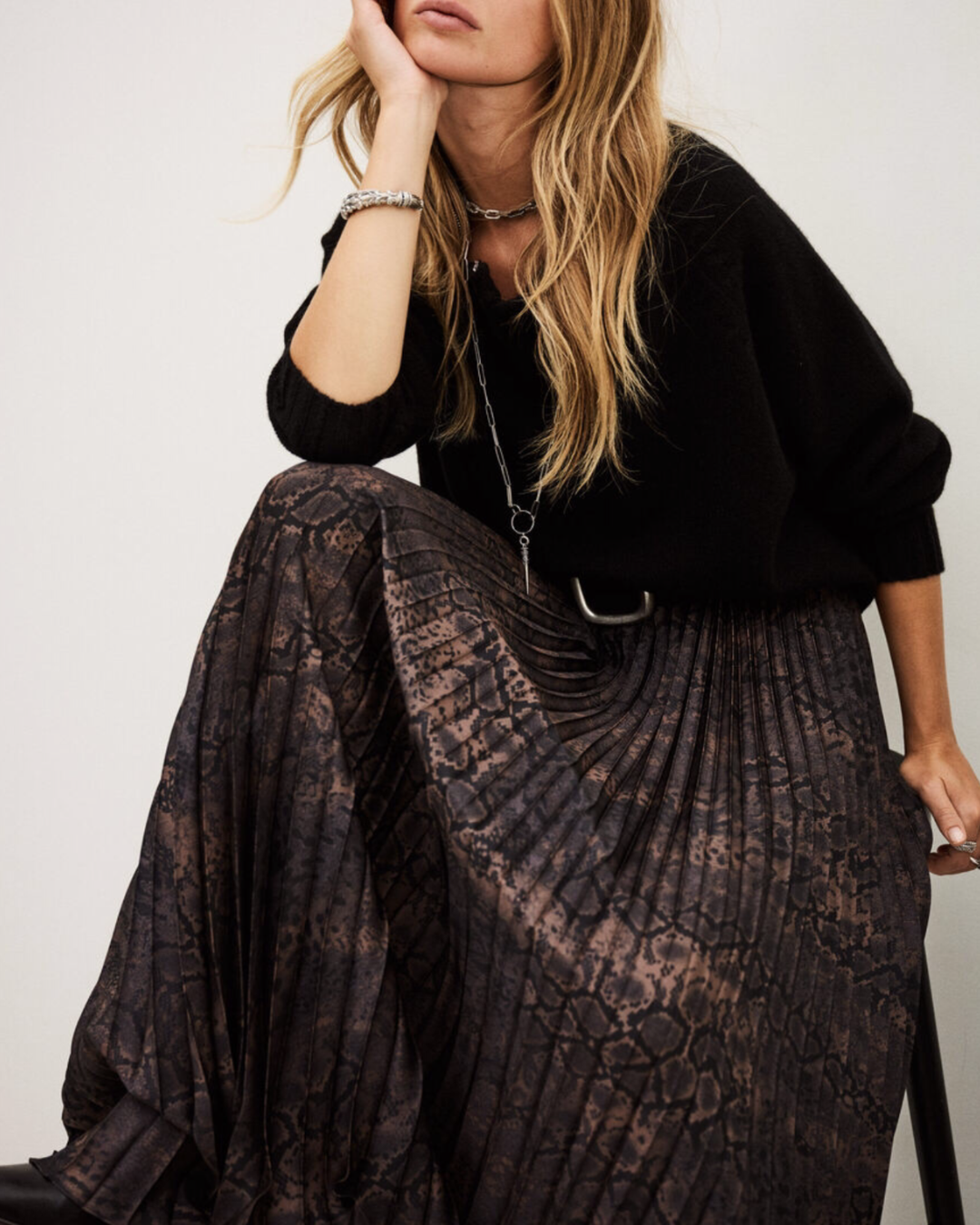 Howie Maxi Skirt in Marron by BA&SH