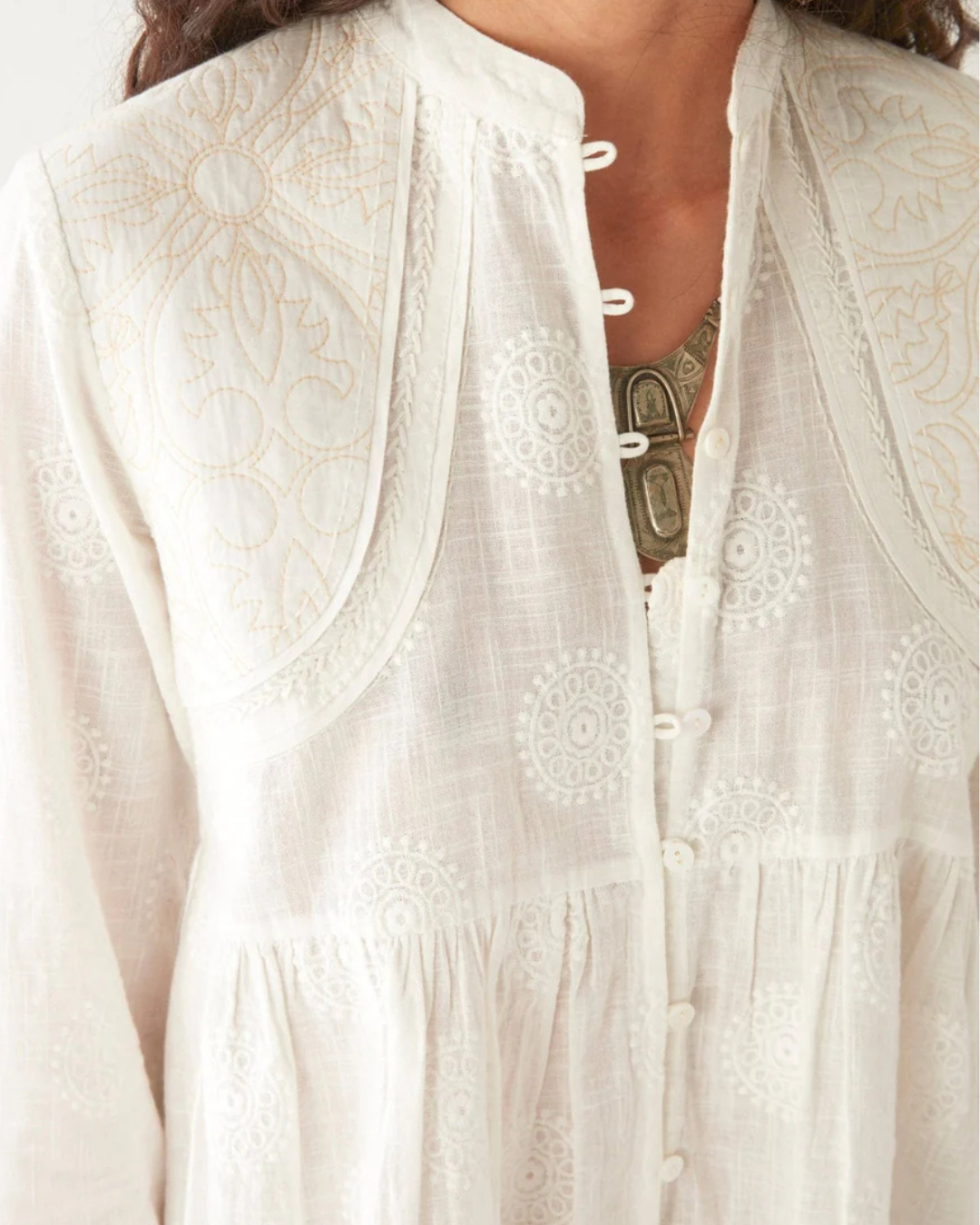 Ariana Blouse in Mosaique Ivory by Maison Hotel