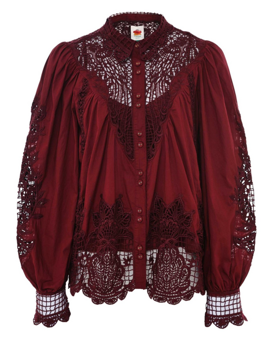 Berry Garden Guipure Organic Cotton Blouse by FARM Rio