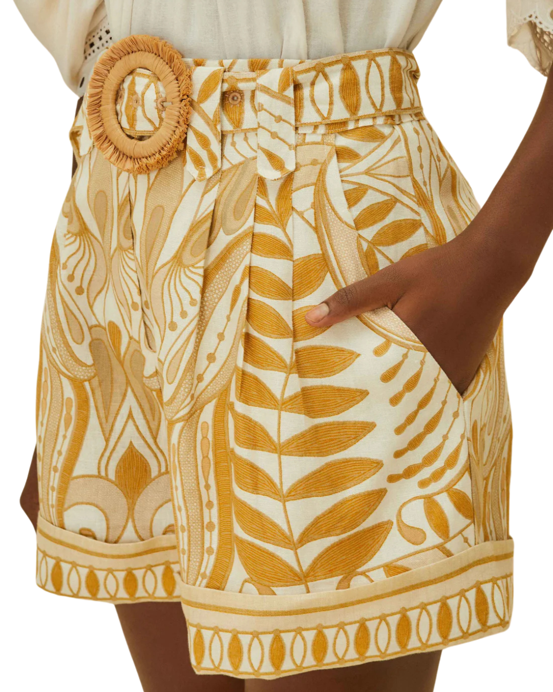 Off-White Lace Nature Shorts by FARM Rio